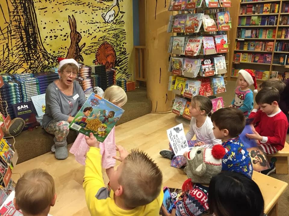 A child reading in new pajamas